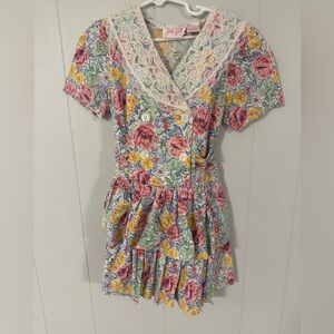 PreLoved Vintage Girls Dress Joni Girl 6 Floral Dress